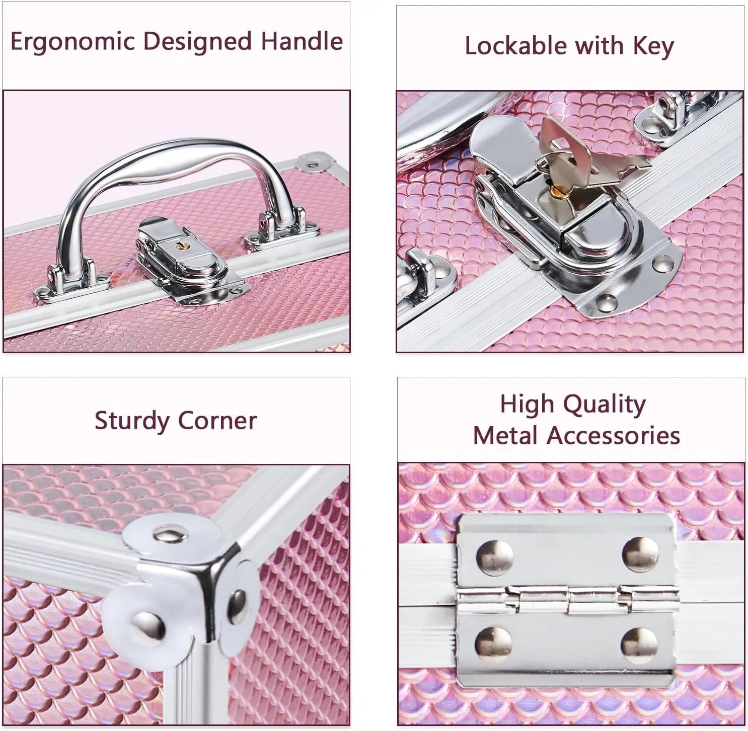 4-Tray Travel Cosmetic Train Case - Pink