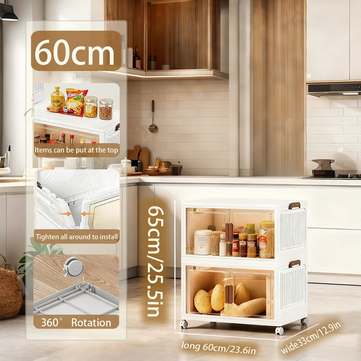 Tall White Foldable Plastic Storage Cabinet 2-5 Tier