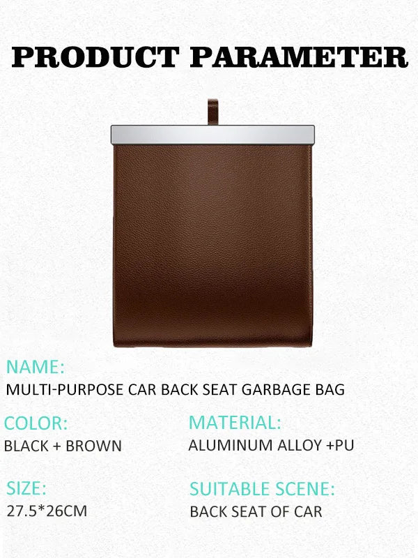 Waterproof Car Seat Back Organizer with Trash Bag