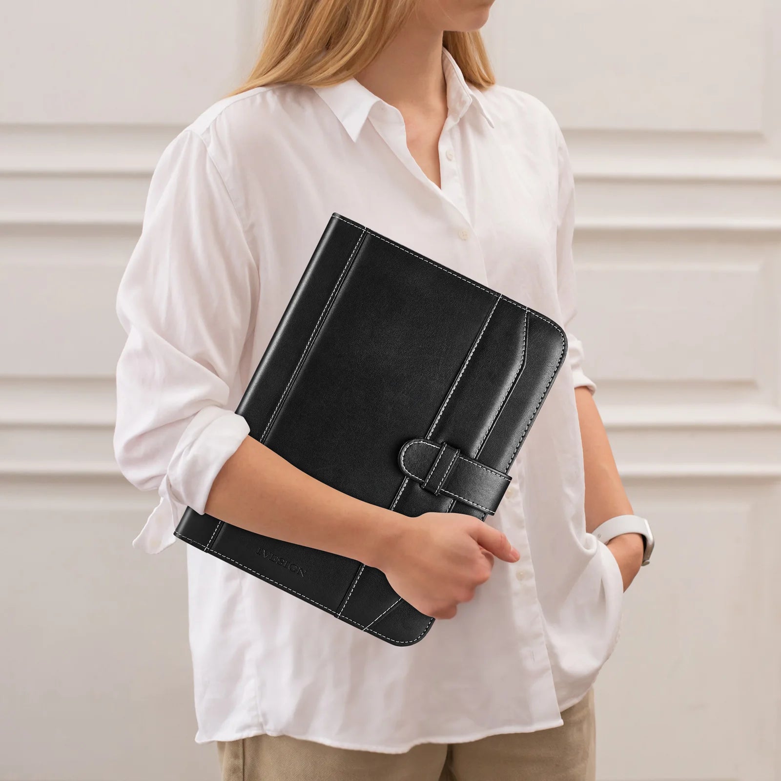 Black Faux Leather Padfolio Portfolio Resume Document Organizer
