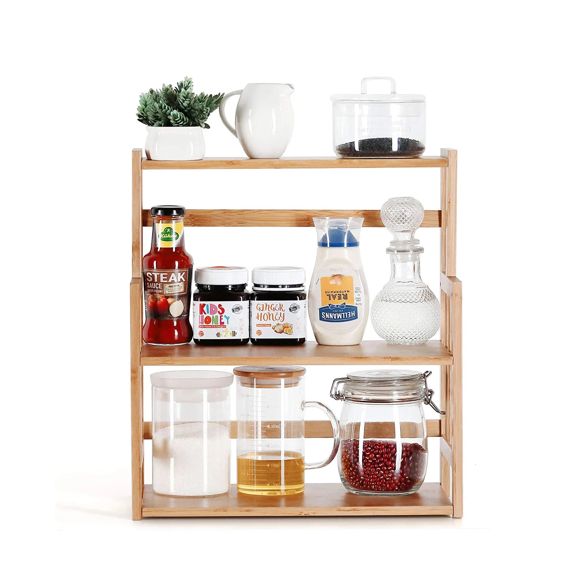 HYNAWIN 3 Tier Bamboo Spice Rack Countertop Pantry Organizer