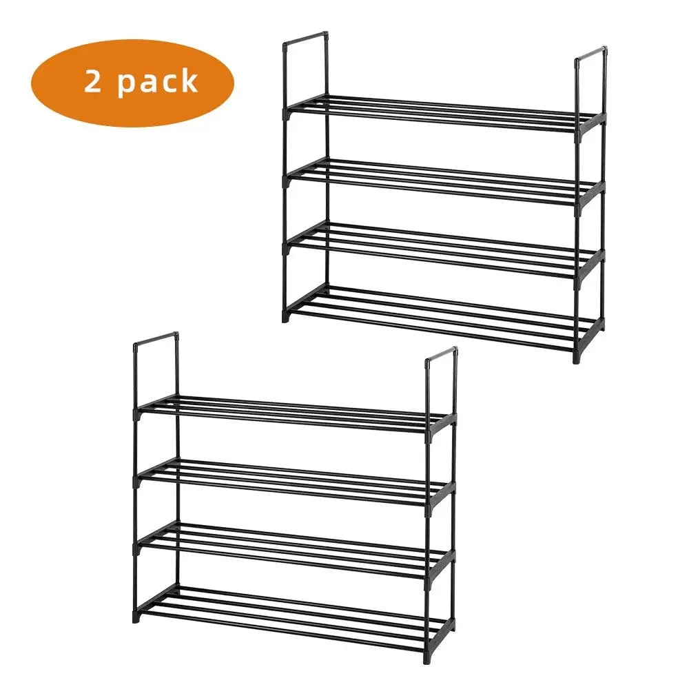 2-Pack Gray 4-Tier Shoe Rack Tower Organizers