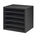 5 Compartment Wood Mailbox Sorter Office Literature File Organizer Black