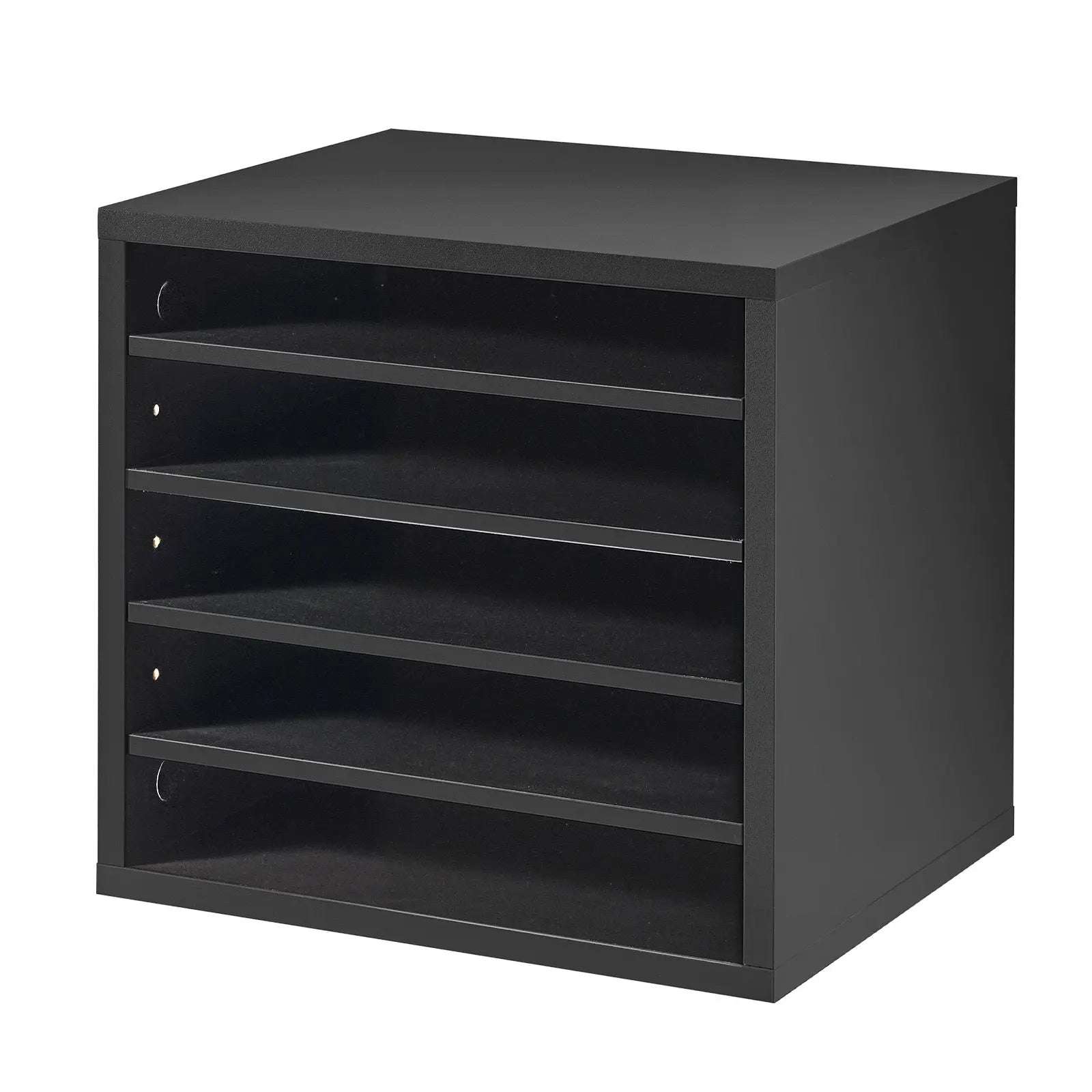 5 Compartment Wood Mailbox Sorter Office Literature File Organizer Black