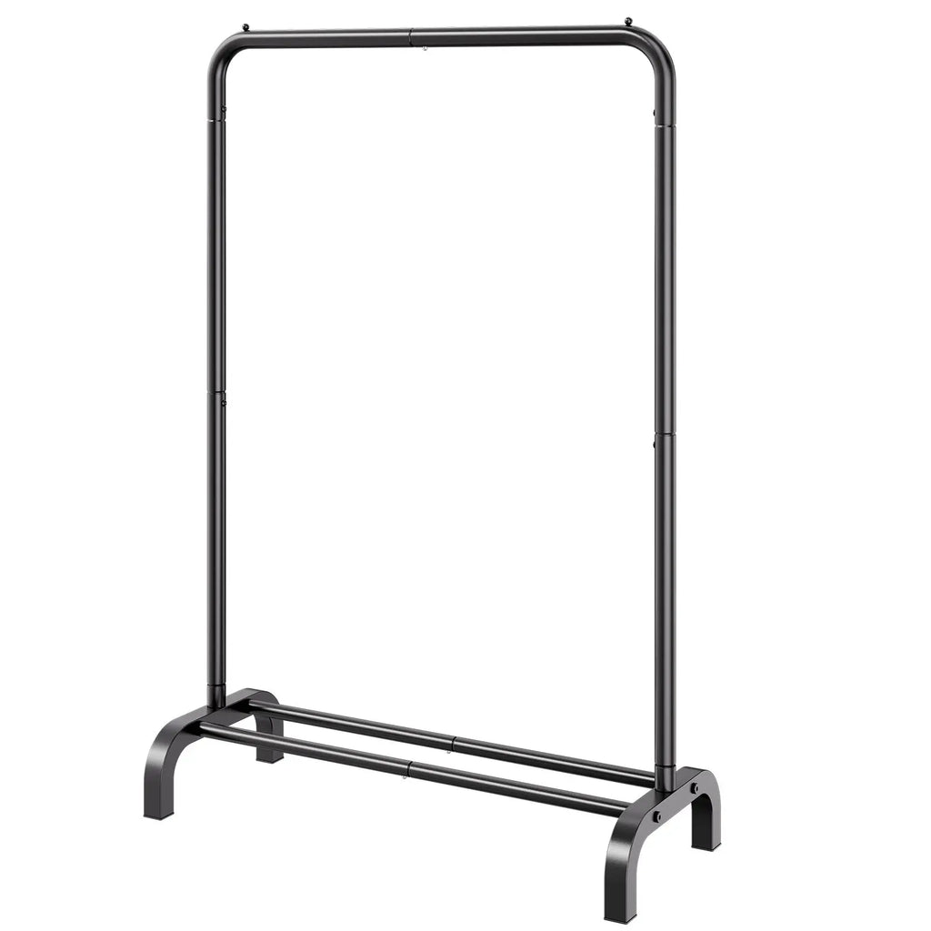 Heavy Duty Garment Rack Clothing Hanging Rod Bottom Storage Black