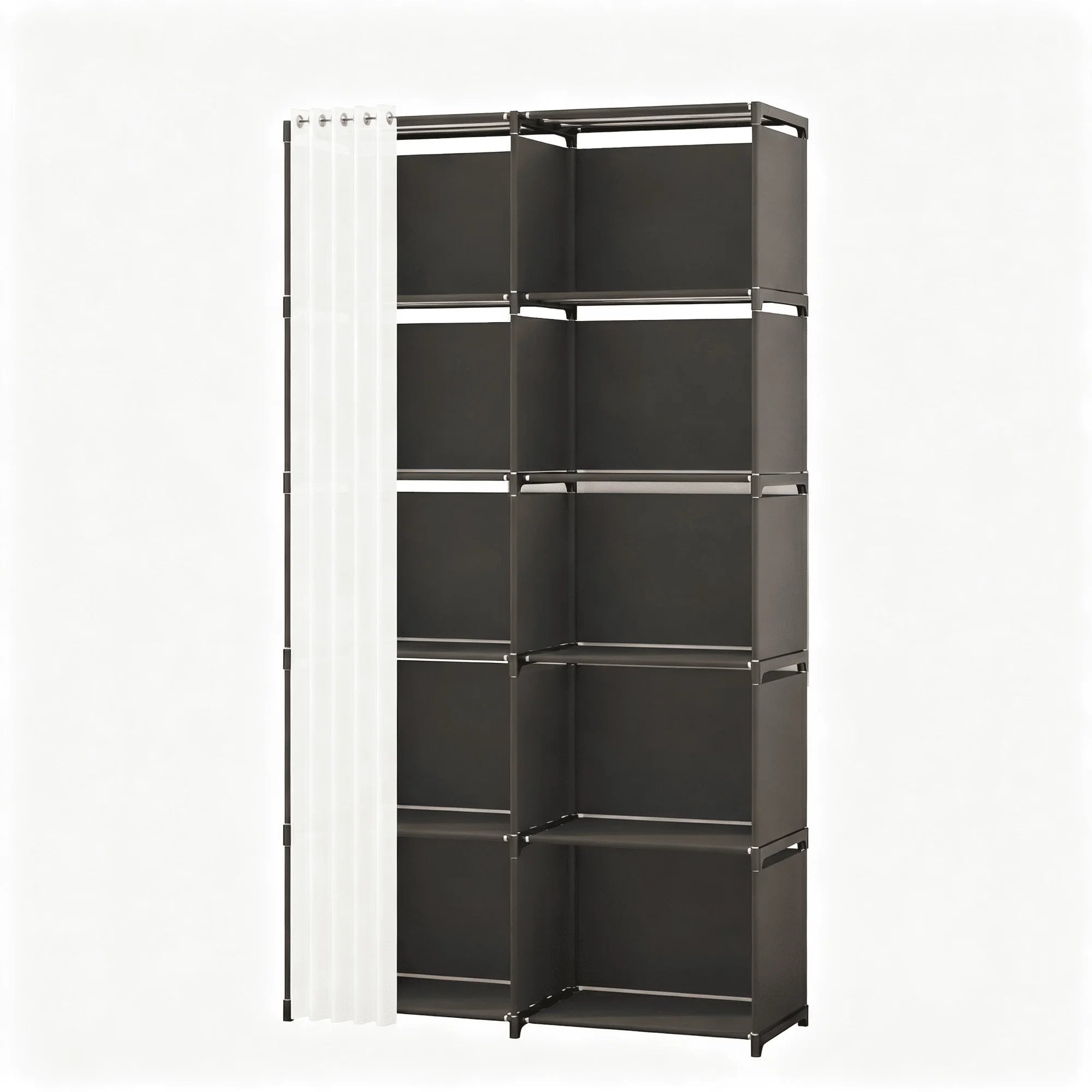 10 Cube Modular Storage Organizer with Curtain Closet Wardrobe Shelves
