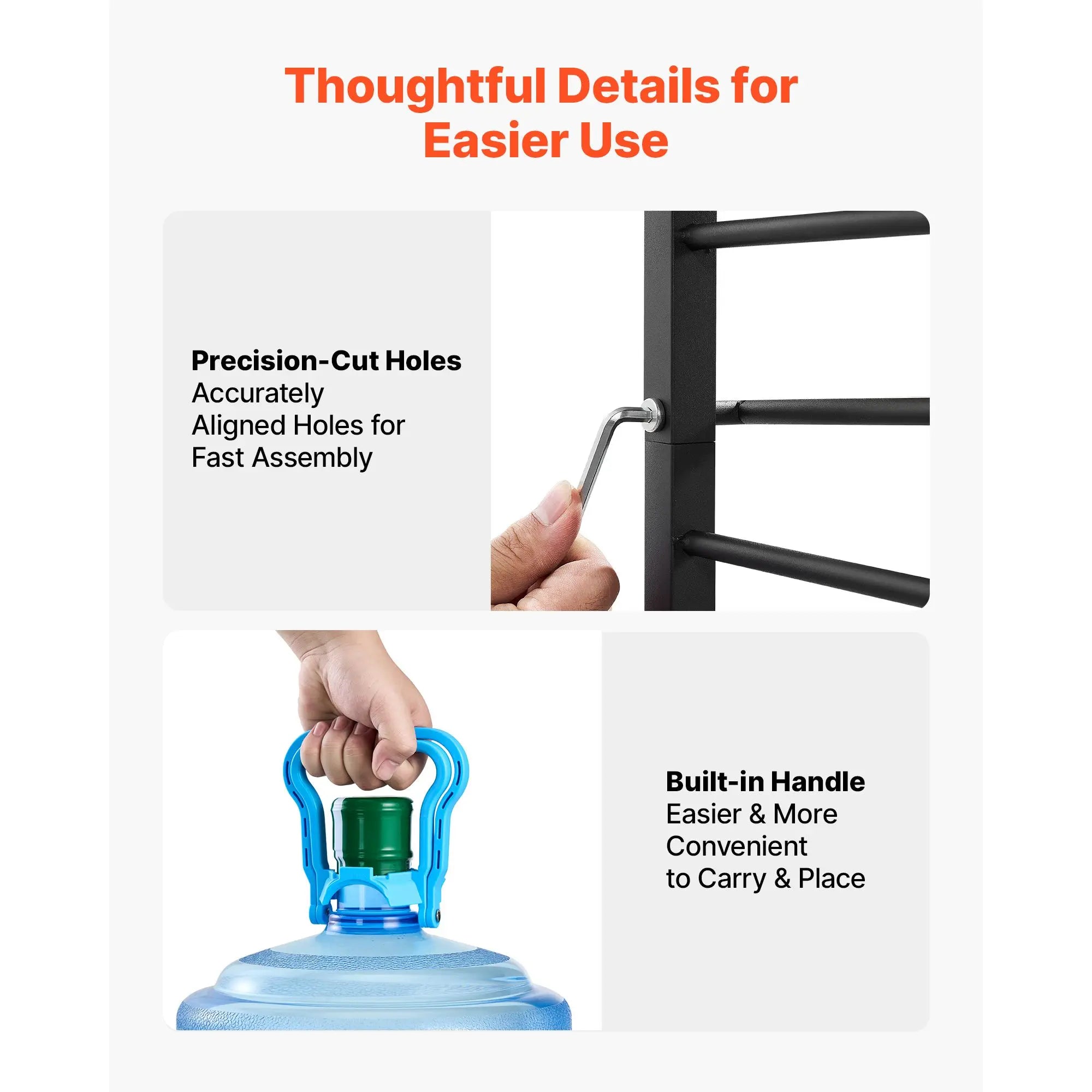 4 Tier Metal Water Jug Holder Rack for 3 to 5 Gallon Bottles Black