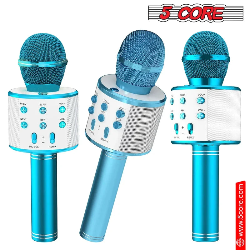 5 Core Portable Bluetooth Karaoke Microphone and Speaker - Blue