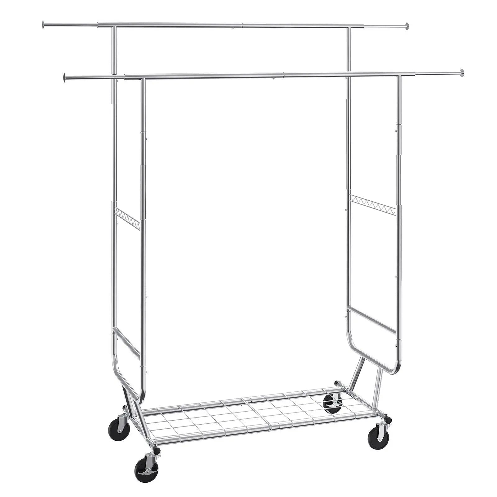 Heavy Duty 600 lb Adjustable Double Rod Garment Rack