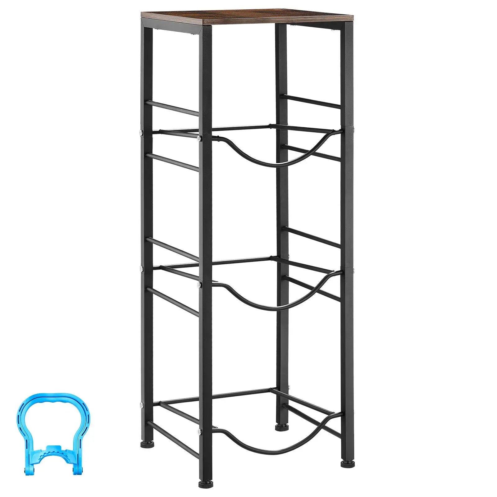 4 Tier Metal Water Jug Holder Rack for 3 to 5 Gallon Bottles Black