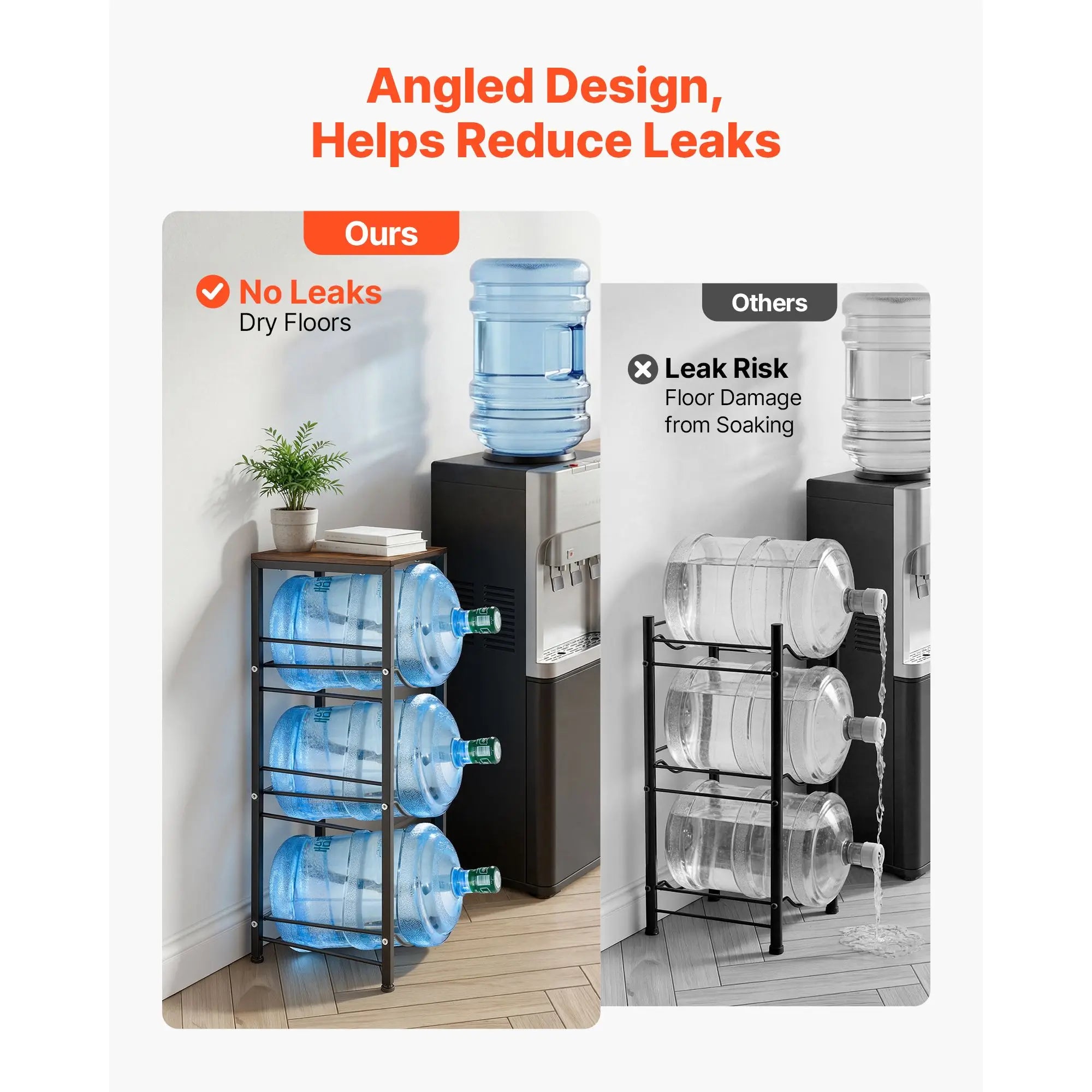 4 Tier Metal Water Jug Holder Rack for 3 to 5 Gallon Bottles Black