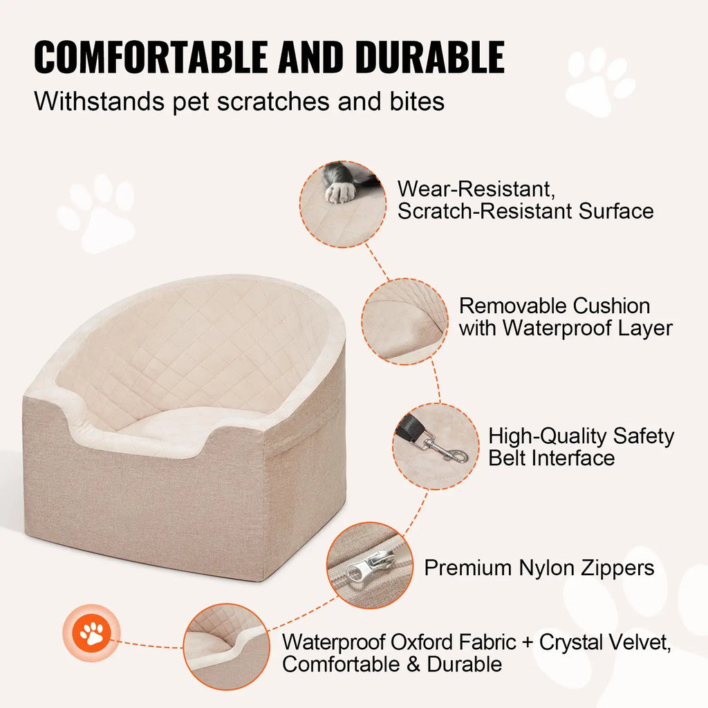 Waterproof Dog Booster Car Seat with Safety Leash