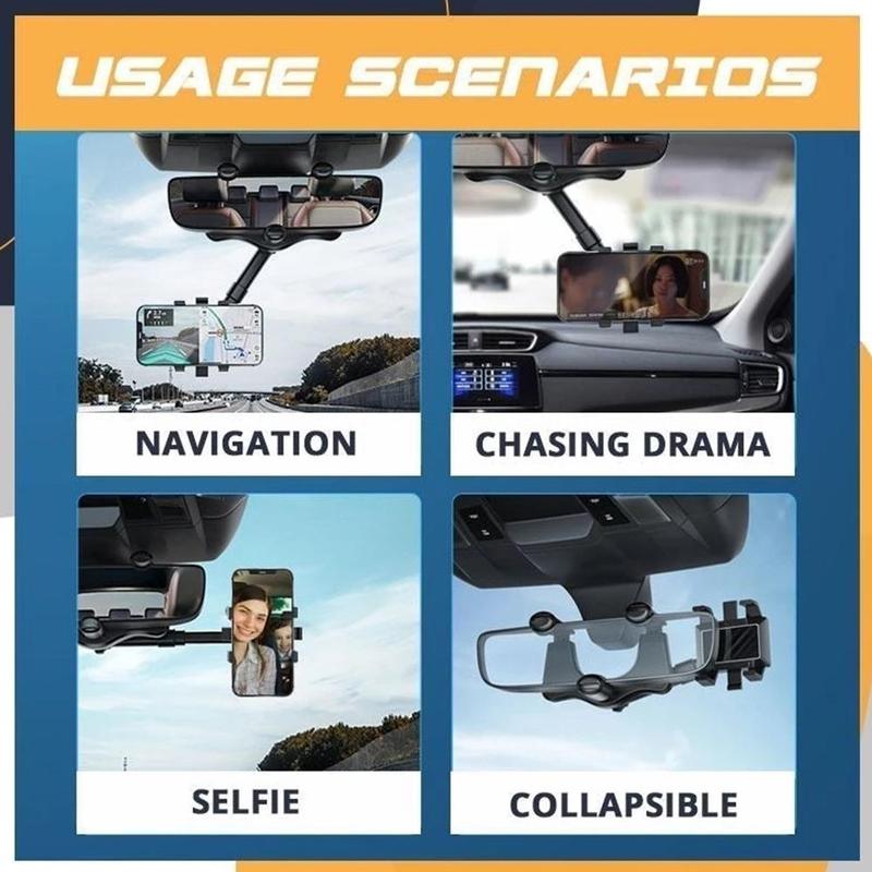 360-Degree Rearview Mirror Phone Holder