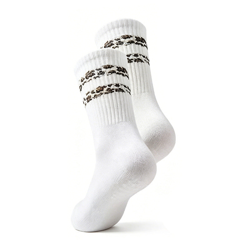Leopard Stripe Women's Floor Socks, Black product detail
