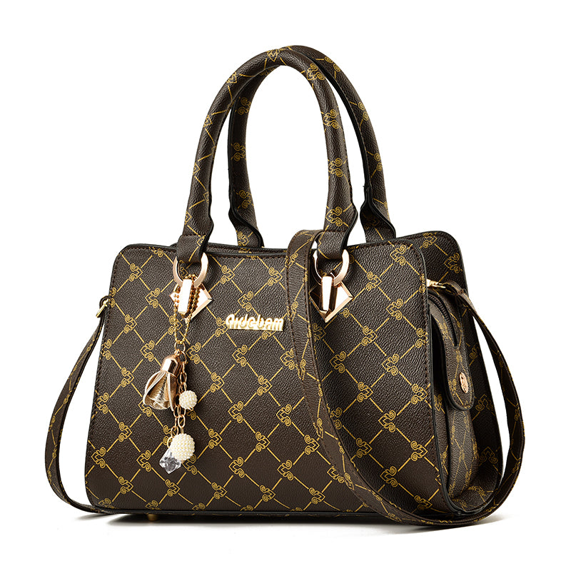 Women's Messenger Shoulder Bag, Beige and Red product detail
