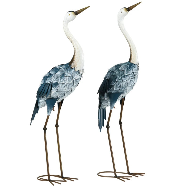 Blue Metal Crane Garden Statues - Set of 2 product detail 2