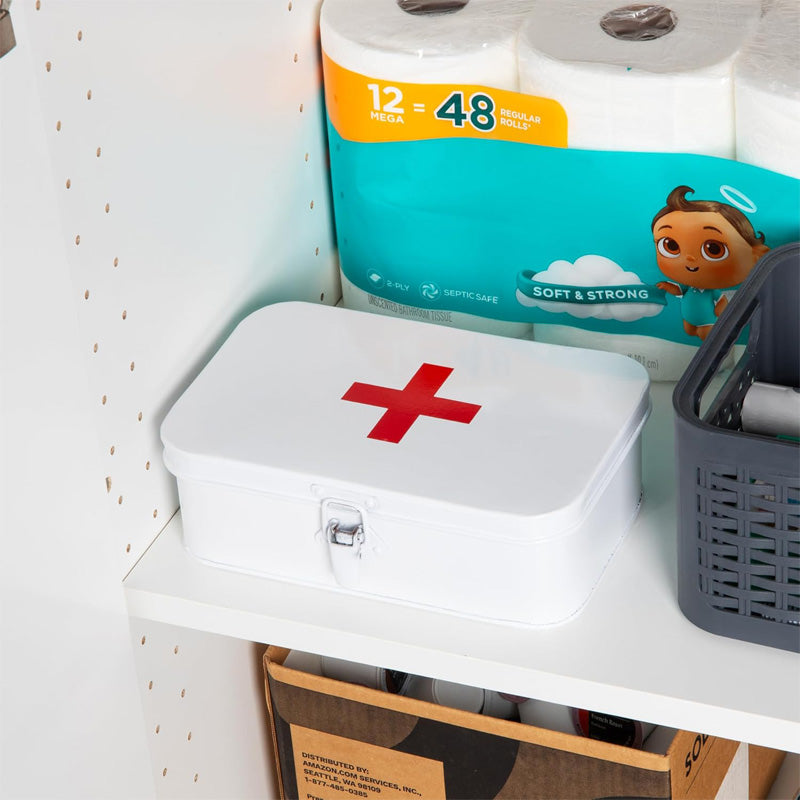 Vintage First Aid Storage Box with Buckle Lock - Empty product detail