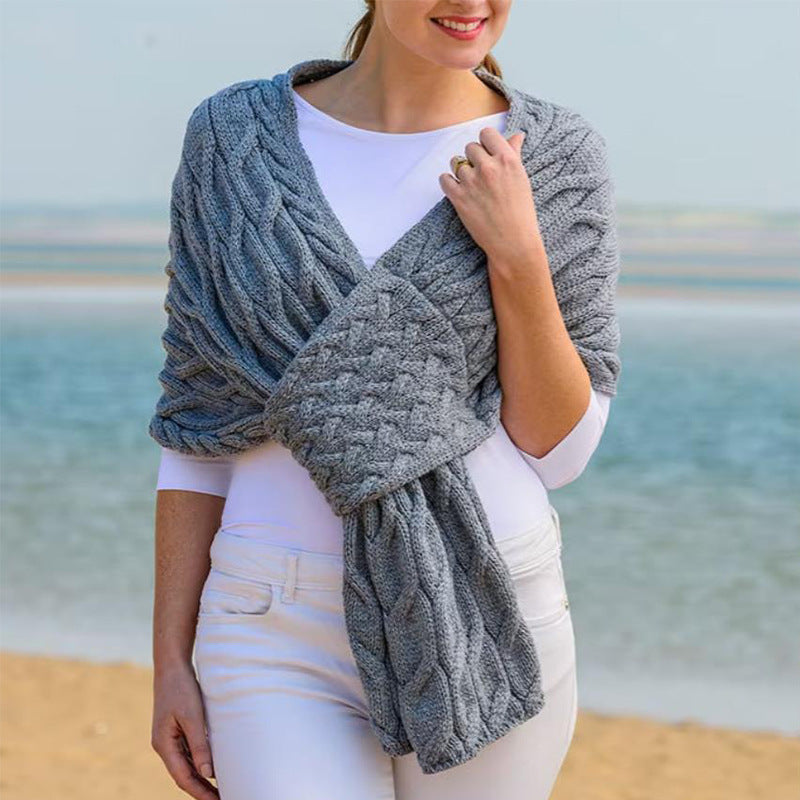 Women's Knitted Shawl Scarf, Gray, 160 cm product detail