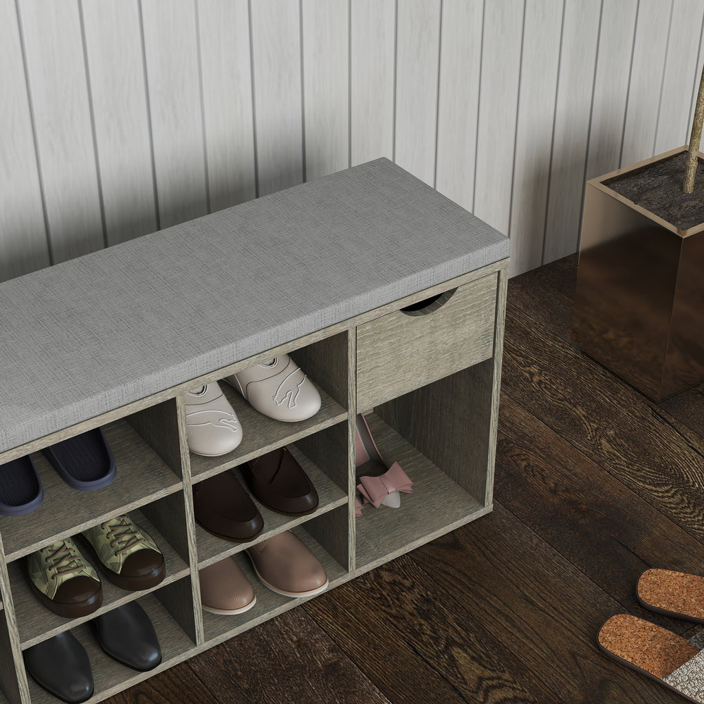 3-Tier Entryway Shoe Storage Bench with Padded Seat product detail