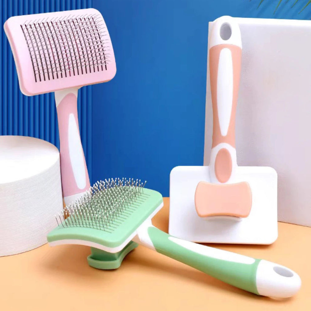 Self-Cleaning Slicker Brush for Dogs and Cats - Green