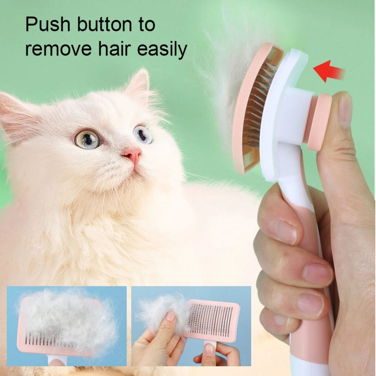 Self-Cleaning Slicker Brush for Dogs and Cats - Green