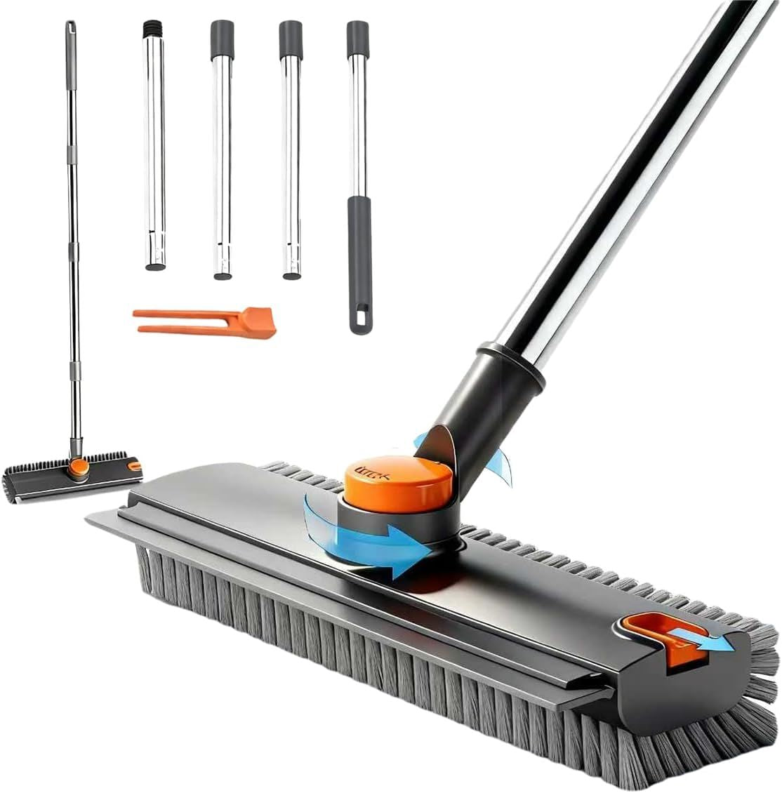 54-Inch 3-in-1 Floor Scrub Brush with Squeegee