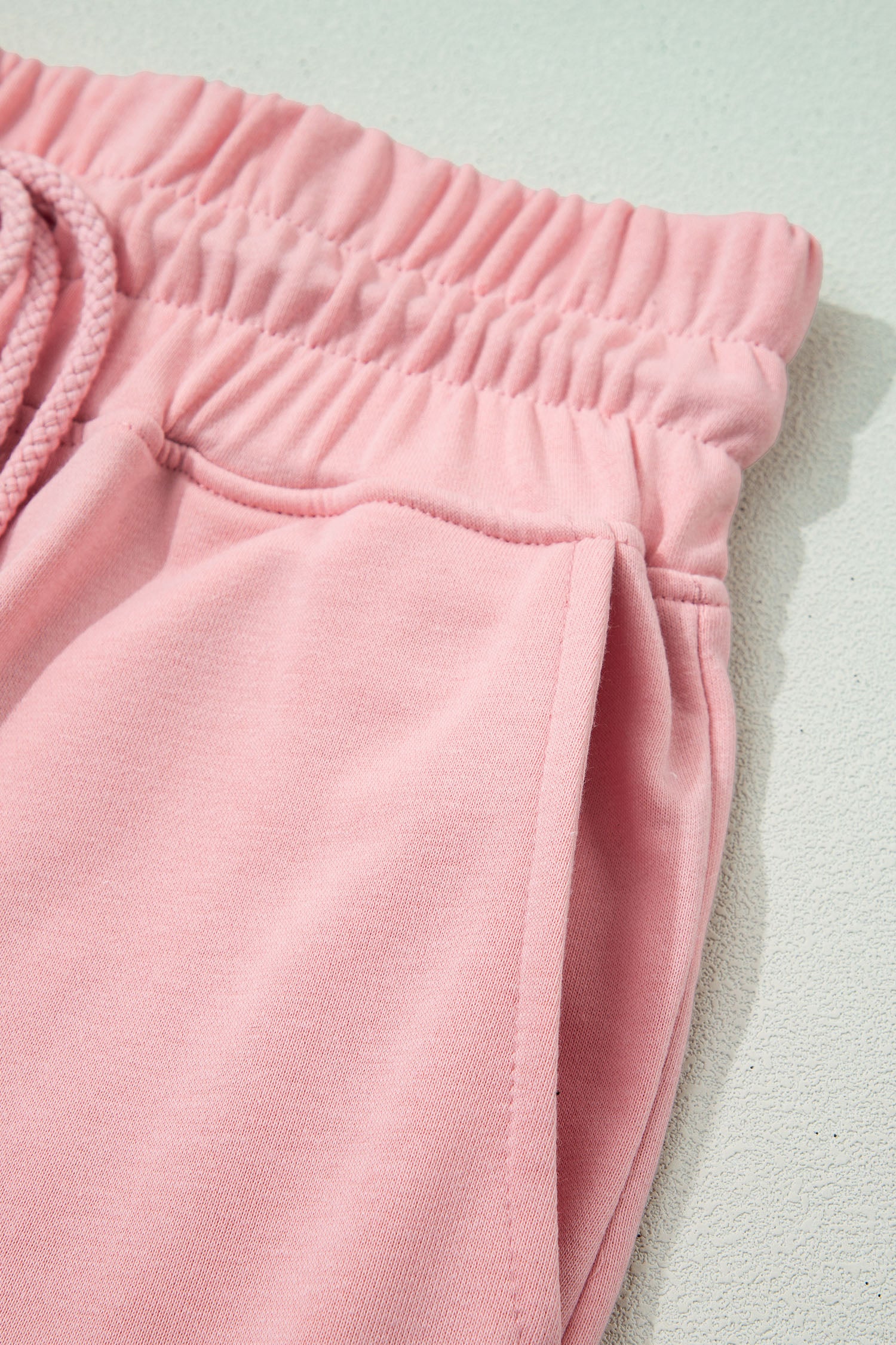 Parchment Solid Color Loose Tee Drawstring Wide Leg Pants 2pcs Outfit