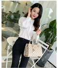 Women's Messenger Shoulder Bag, Beige and Red