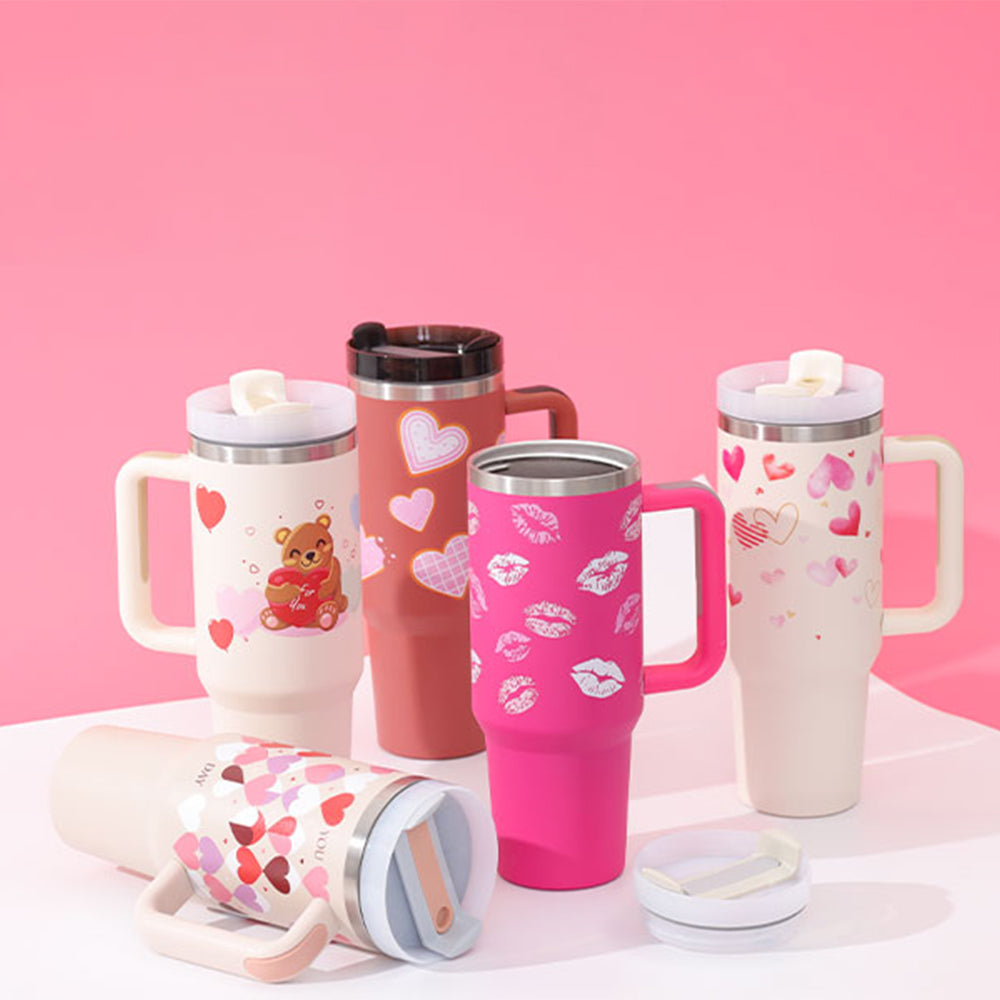 40 oz Insulated Tumbler with Handle and Straw product detail