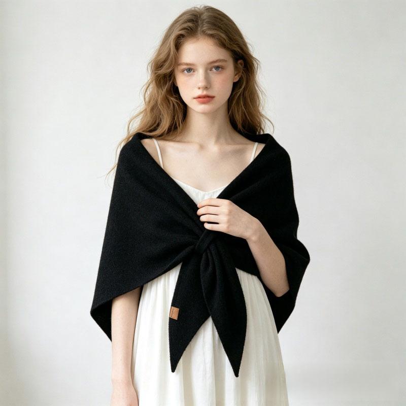 Wool Triangle Scarf Shawl, Beige product detail