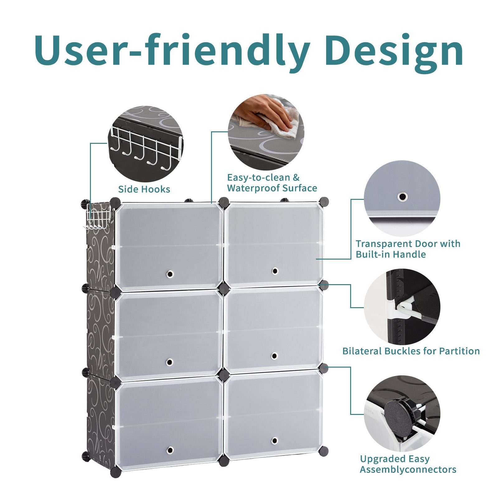 Modular shoe cabinet detail