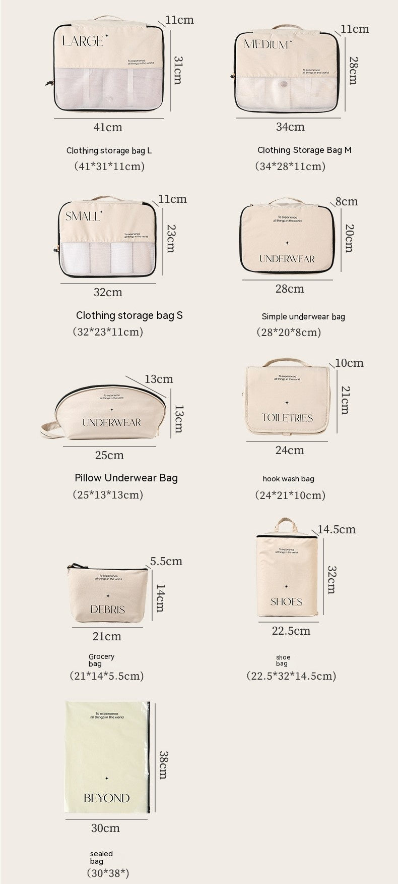 5-Piece Travel Packing Organizer Bag Set product detail