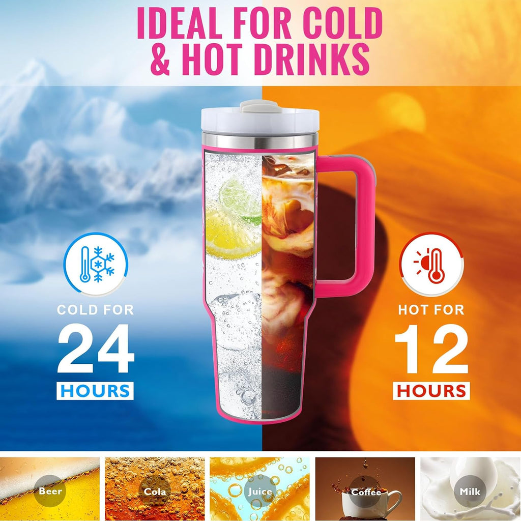 40 oz Insulated Tumbler with Handle and Straw product detail
