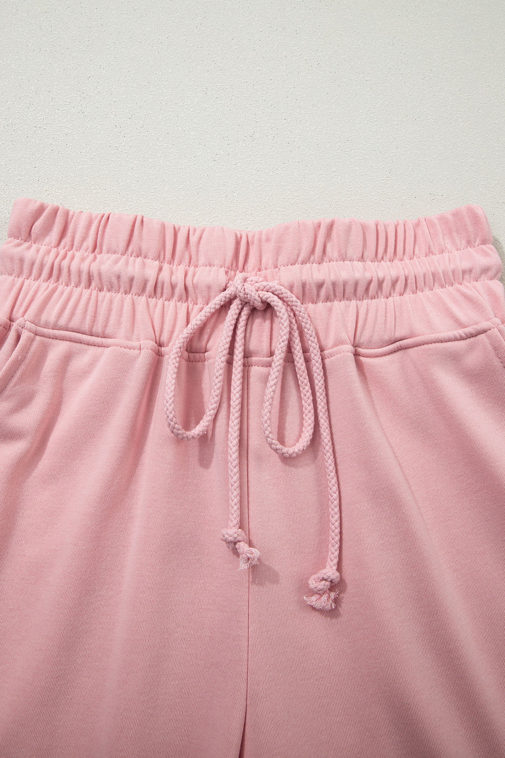 Parchment Solid Color Loose Tee Drawstring Wide Leg Pants 2pcs Outfit