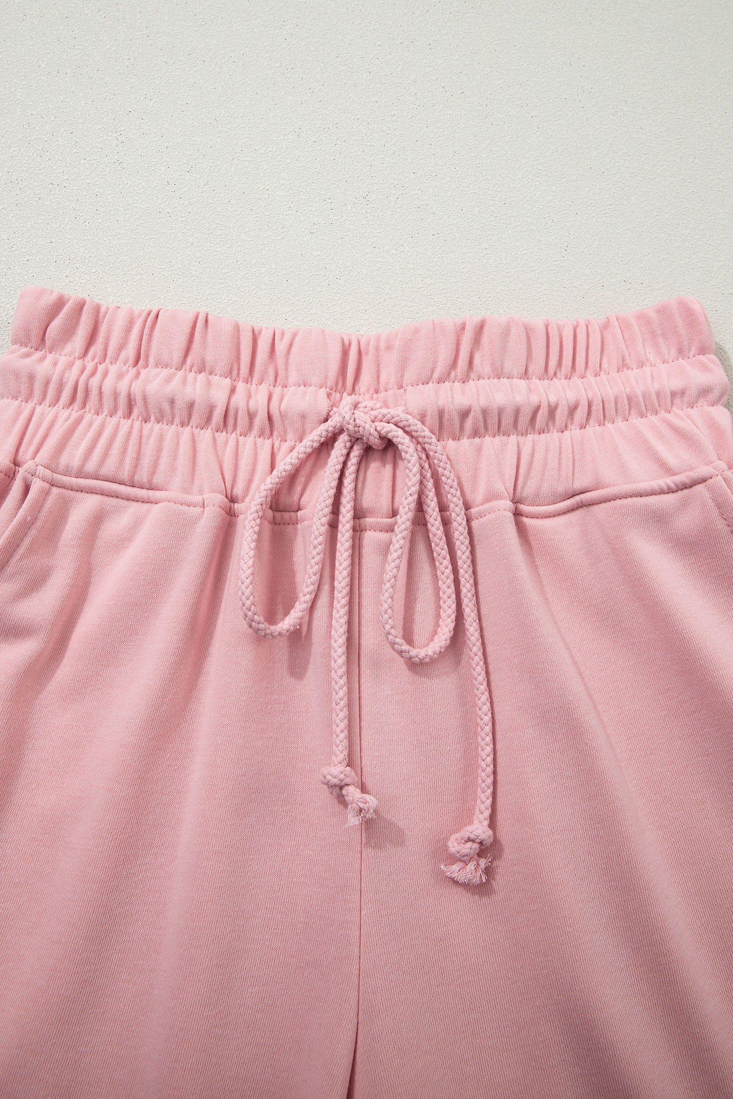 Parchment Solid Color Loose Tee Drawstring Wide Leg Pants 2pcs Outfit