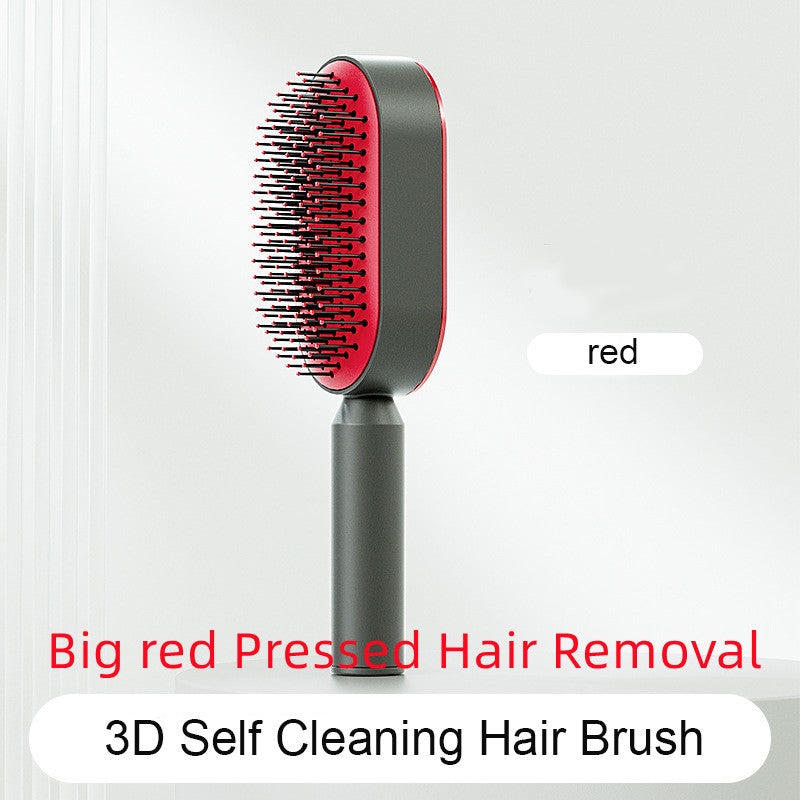 One-Touch Self-Cleaning Detangling Hair Brush - Red