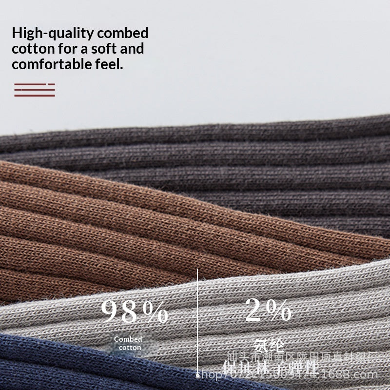 Men's Cotton Contrast Mid-Calf Socks, Black product detail