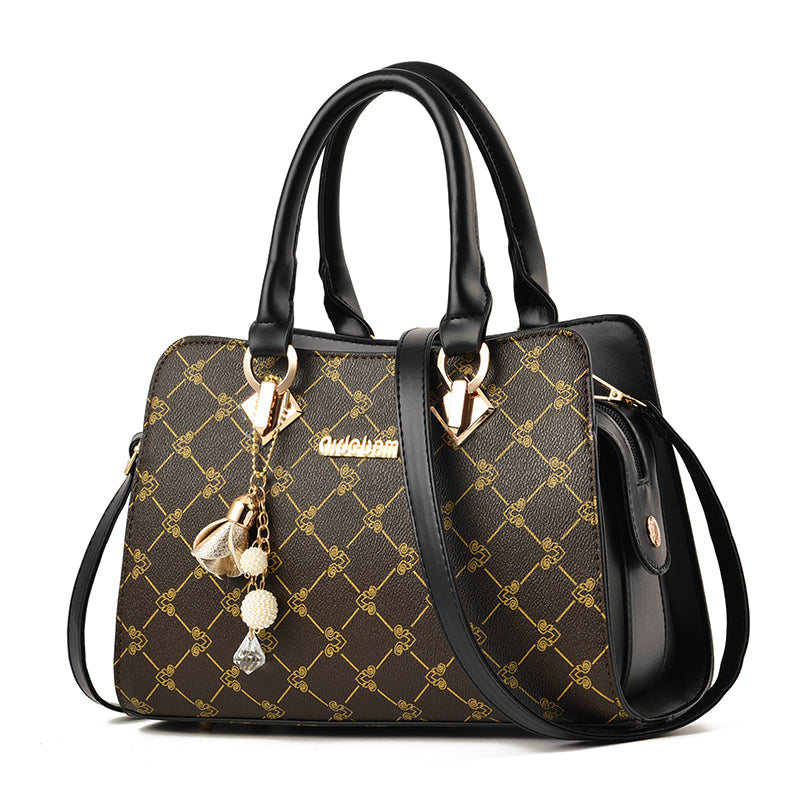Women's Messenger Shoulder Bag, Beige and Red product detail
