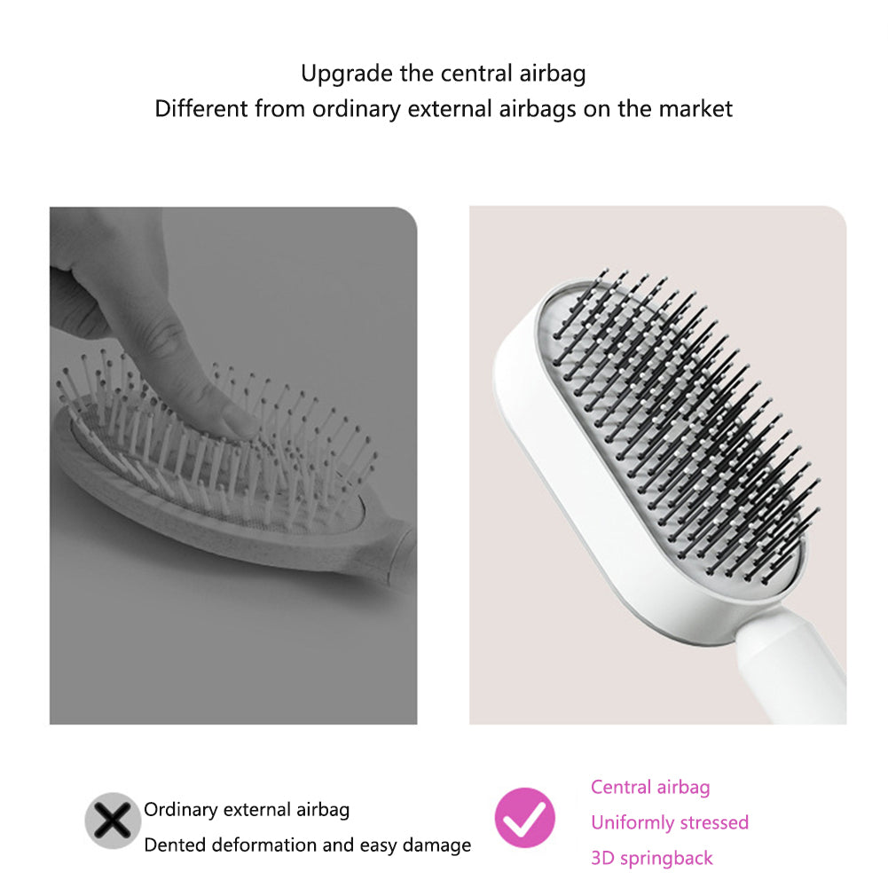 One-Touch Self-Cleaning Detangling Hair Brush - Red detail 4