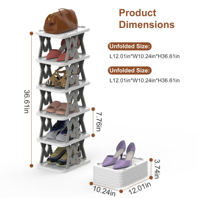 6-Tier Foldable Narrow Shoe Rack detail 3