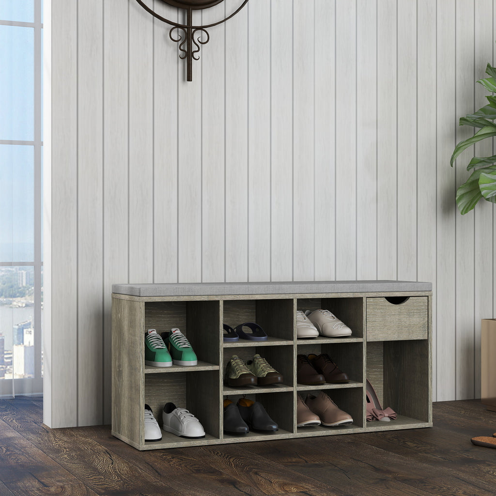 3-Tier Entryway Shoe Storage Bench with Padded Seat product detail