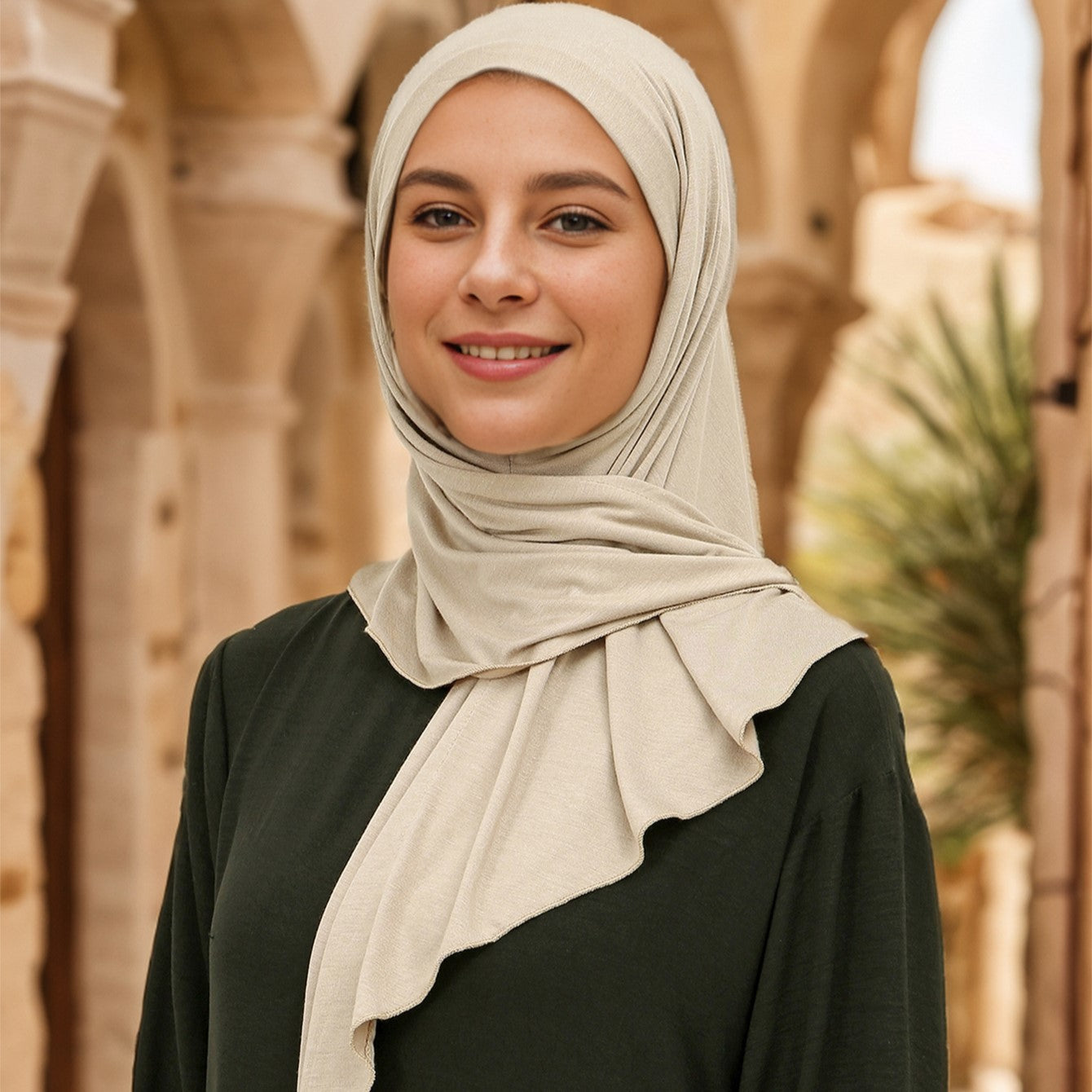 Women's Elastic Ethnic Headscarf, Dark Coffee, 68 cm