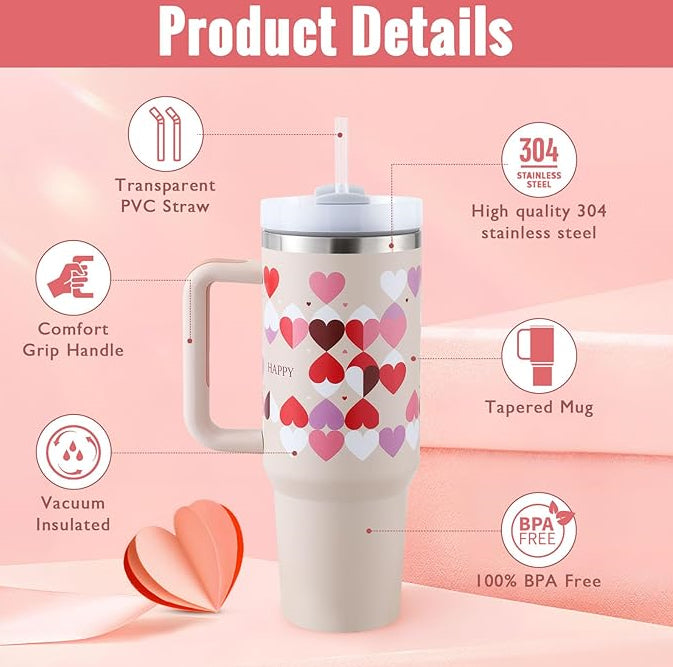40 oz Insulated Tumbler with Handle and Straw product detail