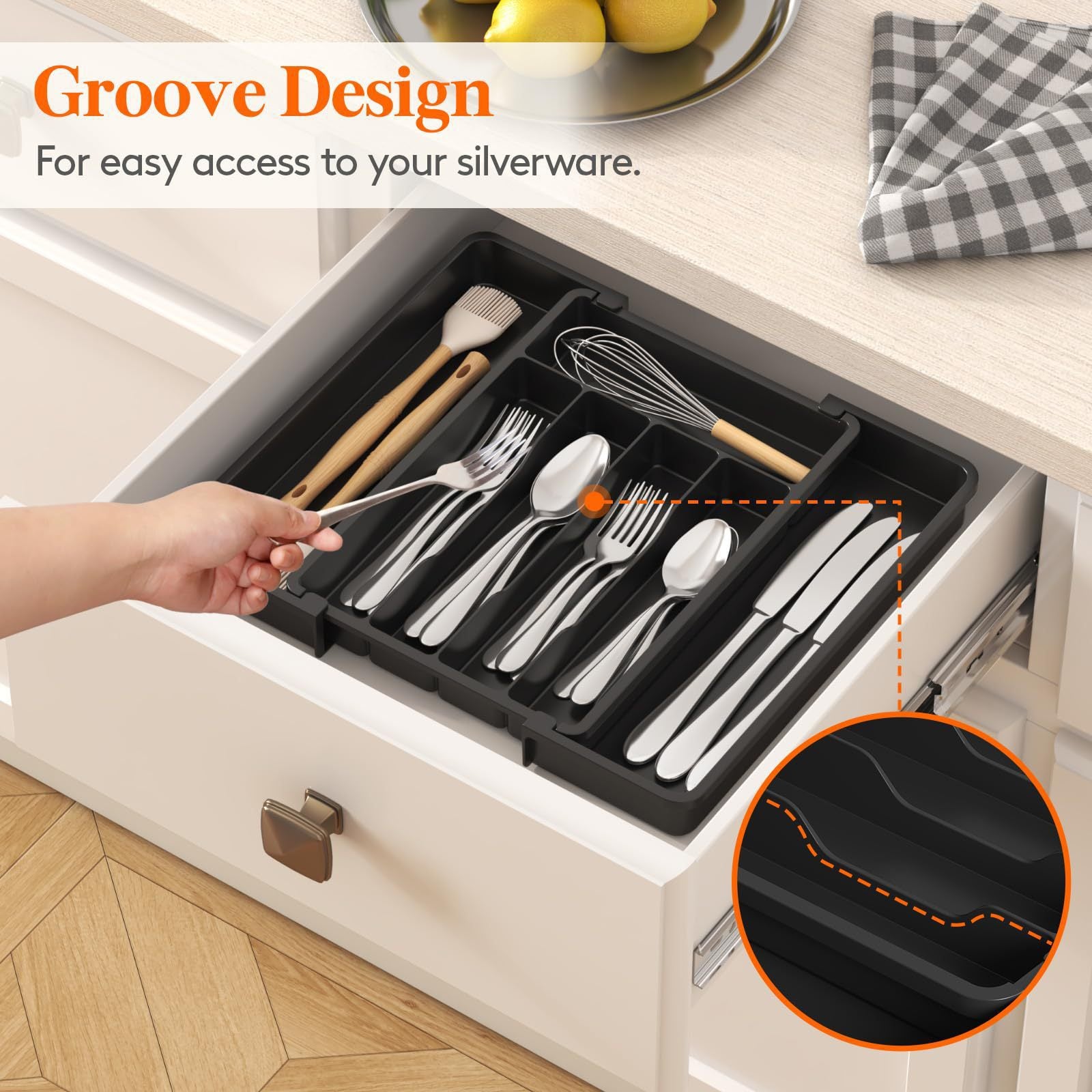 Expandable Kitchen Drawer Utensil Organizer product detail